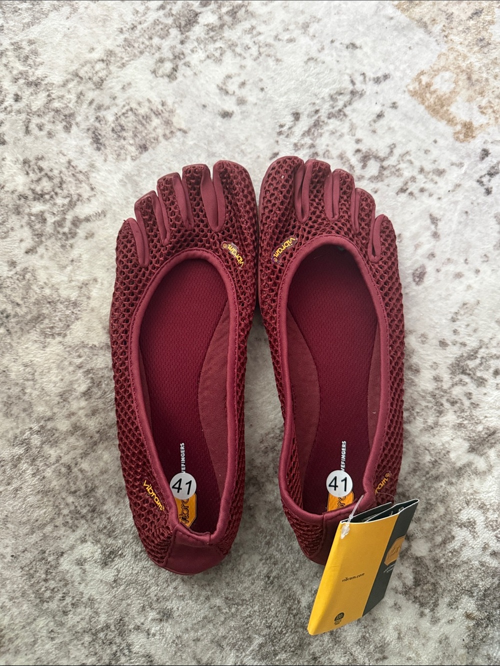 Burgundy Women's Five-Toe Mesh Ballet Flats